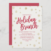 Invitation Gold Snowflake Holiday Brunch (Devant / Derrière)