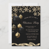 Invitation Gold Snowflakes Black Balls Corporate Christmas (Devant)