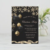 Invitation Gold Snowflakes Black Balls Corporate Christmas (Debout devant)