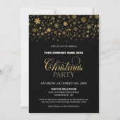 Invitation Gold Snowflakes Black Corporate Christmas Party (Devant)