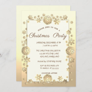Invitation Gold Snowflakes Corporate Christmas Party