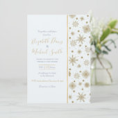 Invitation Gold Snowflakes Design blanc (Debout devant)