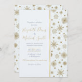 Invitation Gold Snowflakes Design blanc (Devant / Derrière)