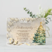 Invitation Gold Snowflakes Elegant Pine Tree Company (Debout devant)