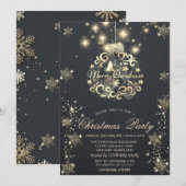 Invitation Gold Snowflakes, Gold Ball Dark Company (Devant / Derrière)