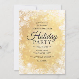 Invitation Gold Snowflon Noël Entreprise Fête Fête