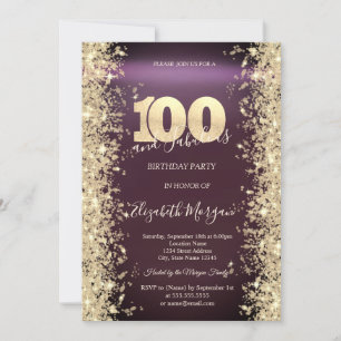 Invitation Gold Sparkle Diamonds Bourgogne 100e anniversaire