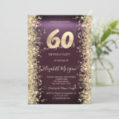 Invitation Gold Sparkle Diamonds Bourgogne 60e anniversaire (Debout devant)