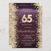 Invitation Gold Sparkle Diamonds Bourgogne 65e anniversaire (Devant / Derrière)