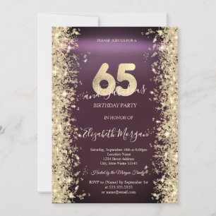 Invitation Gold Sparkle Diamonds Bourgogne 65e anniversaire