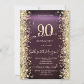 Invitation Gold Sparkle Diamonds Bourgogne 90e anniversaire (Devant)