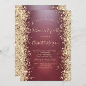 Invitation Gold Sparkle Diamonds Red Retirement Party (Devant / Derrière)