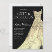 Invitation Gold Sparkle Gown Noir 60e fête d'anniversaire (Devant)