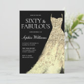Invitation Gold Sparkle Gown Noir 60e fête d'anniversaire (Debout devant)