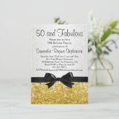 Invitation Gold Sparkle-look Bow 50e fête d'anniversaire (Debout devant)