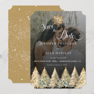 Invitation Gold Sparkle Noel Mariage Enregistrer la date