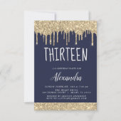 Invitation Gold Sparkle Parties scintillant 13e Treize Annive (Devant)