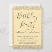 Invitation Gold Sparkle Parties scintillant Fille fête d'anni (Dos)