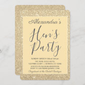 Invitation Gold Sparkle Parties scintillant Hen's Party (Devant / Derrière)