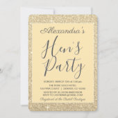 Invitation Gold Sparkle Parties scintillant Hen's Party (Devant)