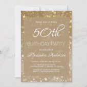 Invitation Gold Sparkle Parties scintillant lumières 50e fête (Devant)