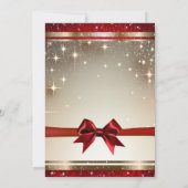 Invitation Gold Sparkle Red Bow Elegant Glam Fête (Dos)