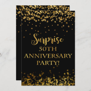 Invitation Gold Sparkle Stars Texte 50e anniversaire