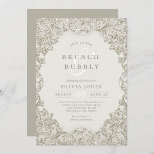Invitation Gold Sparkle Vintage Elegance Brunch et Bubbly