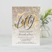 Invitation Gold Sparkly Parties scintillant 50e fête d'annive (Debout devant)