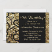 Invitation Gold Sparkly Swirl 40e anniversaire (Devant)
