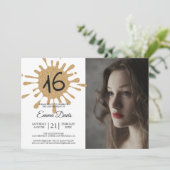 Invitation Gold Splash Sweet 16 16e fête d'anniversaire Photo (Debout devant)