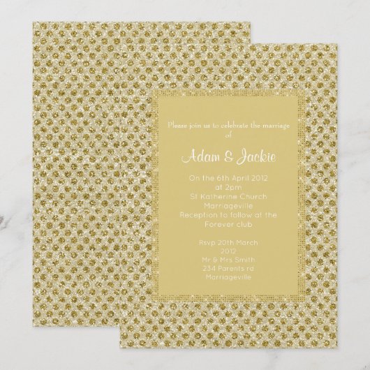 INVITATION GOLD SPOT ÉLÉGANT MARIAGE (Devant / Derrière)