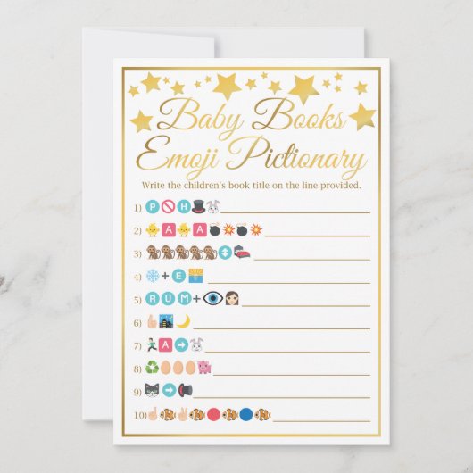 Invitation Gold Star Baby shower Emoji Baby Book Jeu (Devant)