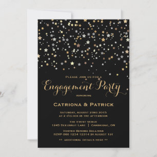 Invitation Gold Star Confetti Engagement Party