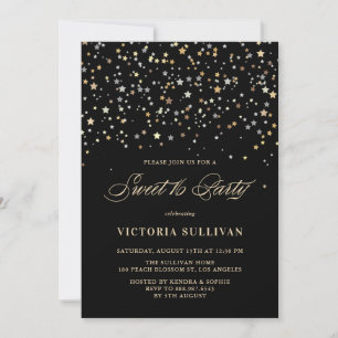 Invitation Gold Star Confetti Sweet sixteen Party