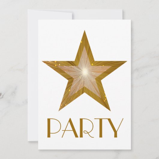Invitation Gold Star 'Party' blanc (Devant)