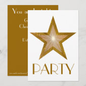 Invitation Gold Star 'Party' blanc (Devant / Derrière)