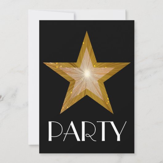 Invitation Gold Star 'Party' noir (Devant)