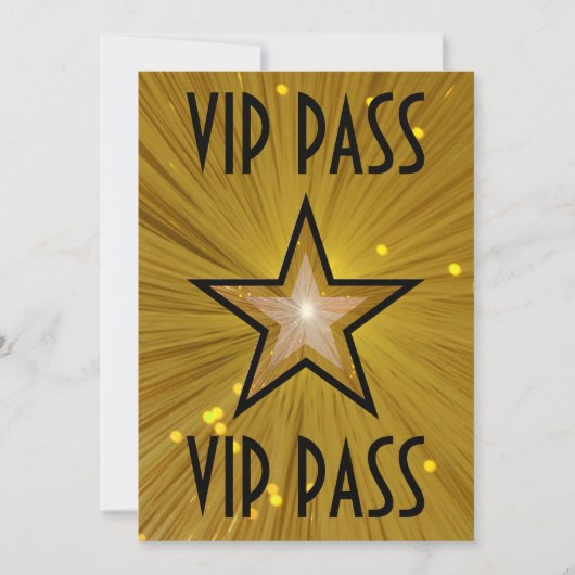 Invitation Gold Star 'VIP PASS' en noir (Devant)