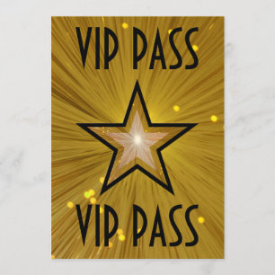 Invitation Gold Star 'VIP PASS' en noir