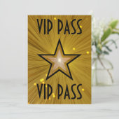 Invitation Gold Star 'VIP PASS' en noir (Debout devant)