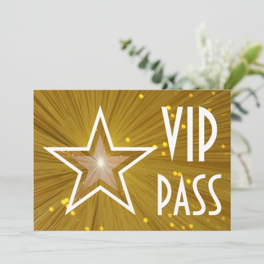 Invitation Gold Star 'VIP PASS' horizontale (Debout devant)