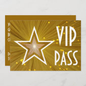 Invitation Gold Star 'VIP PASS' horizontale (Devant / Derrière)