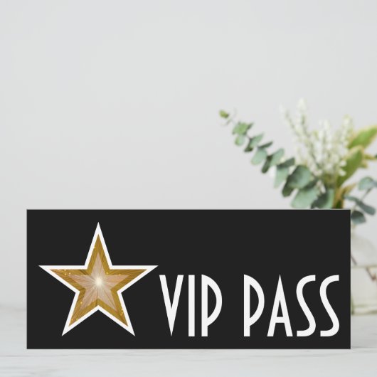 Invitation Gold Star 'VIP PASS' noir long (Debout devant)
