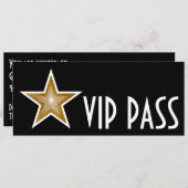 Invitation Gold Star 'VIP PASS' noir long (Devant / Derrière)