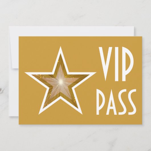 Invitation Gold Star 'VIP PASS' or horizontal (Devant)