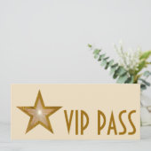 Invitation Gold Star 'VIP PASS'invitation crème longue (Debout devant)