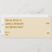 Invitation Gold Star 'VIP PASS'invitation crème longue (Dos)