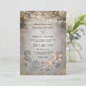 Invitation Gold Starfish Tropical Beach Chic QR Code Wedding (Debout devant)