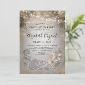 Invitation Gold Starfish Tropical Beach Lights Graduation (Debout devant)